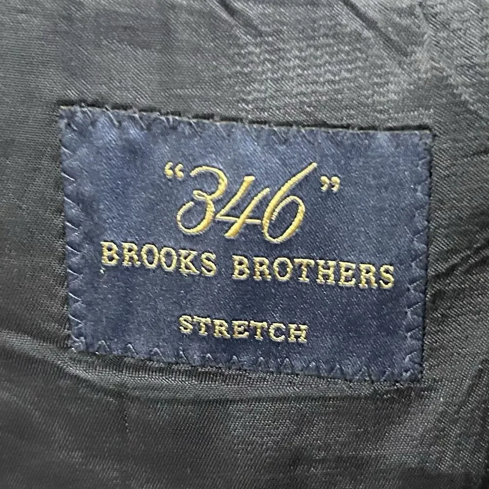 Brooks Brothers 346 42L Stretch Sport Coat Wool blend Navy Blue Two Button - Picture 3 of 8
